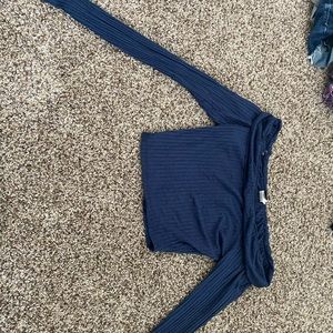 Navy blue off the shoulder cropped top